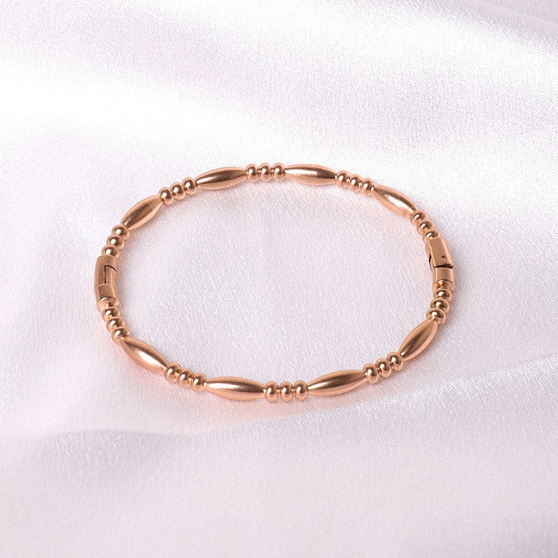 Titanium Steel Gold-plated Diamond-studded Silver Bracelet