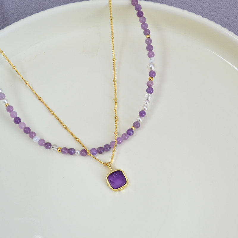 Stylish Detachable All-Match Purple Crystal Necklace For Women