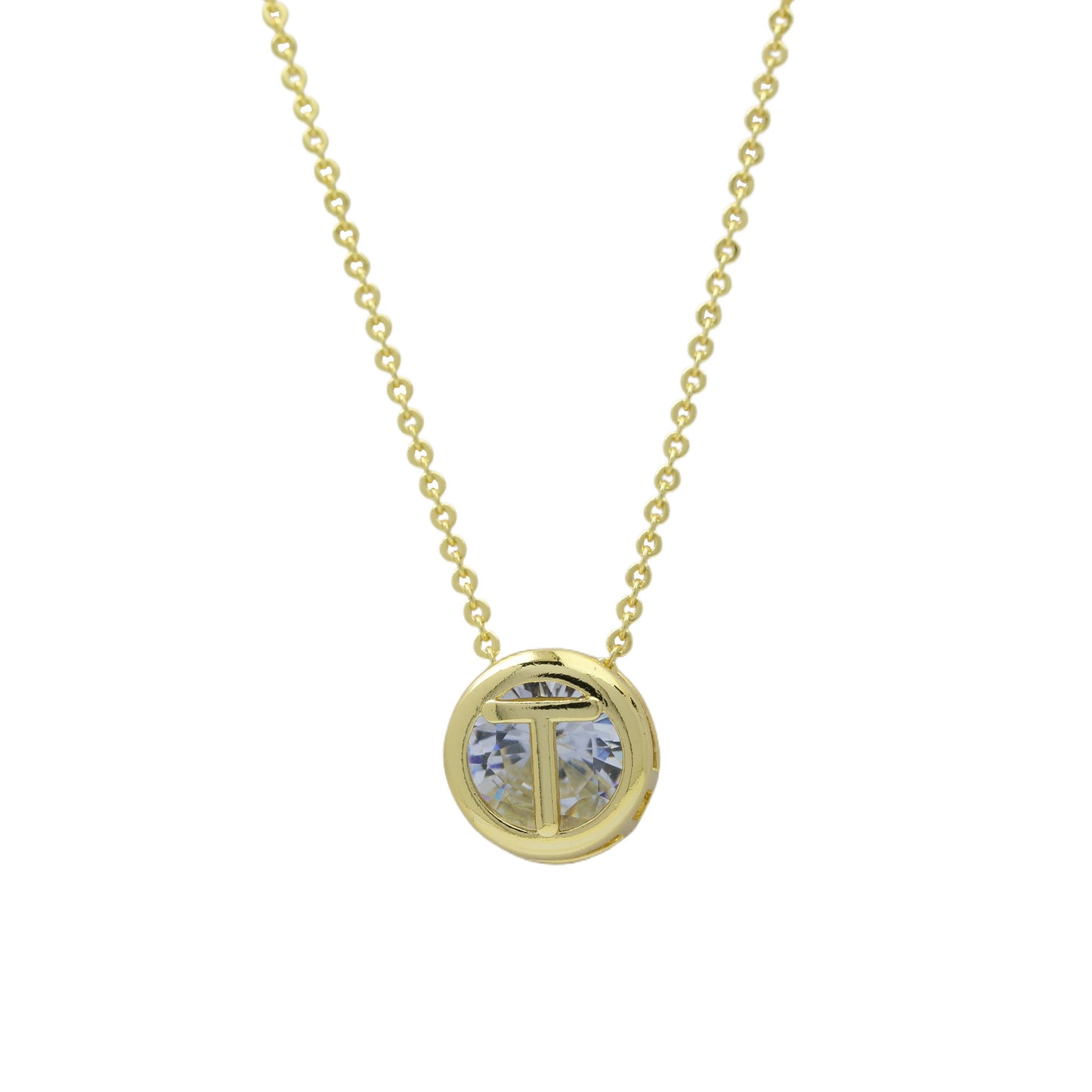 18k Gold-plated Geometric Hollow Circular Necklace In Brass