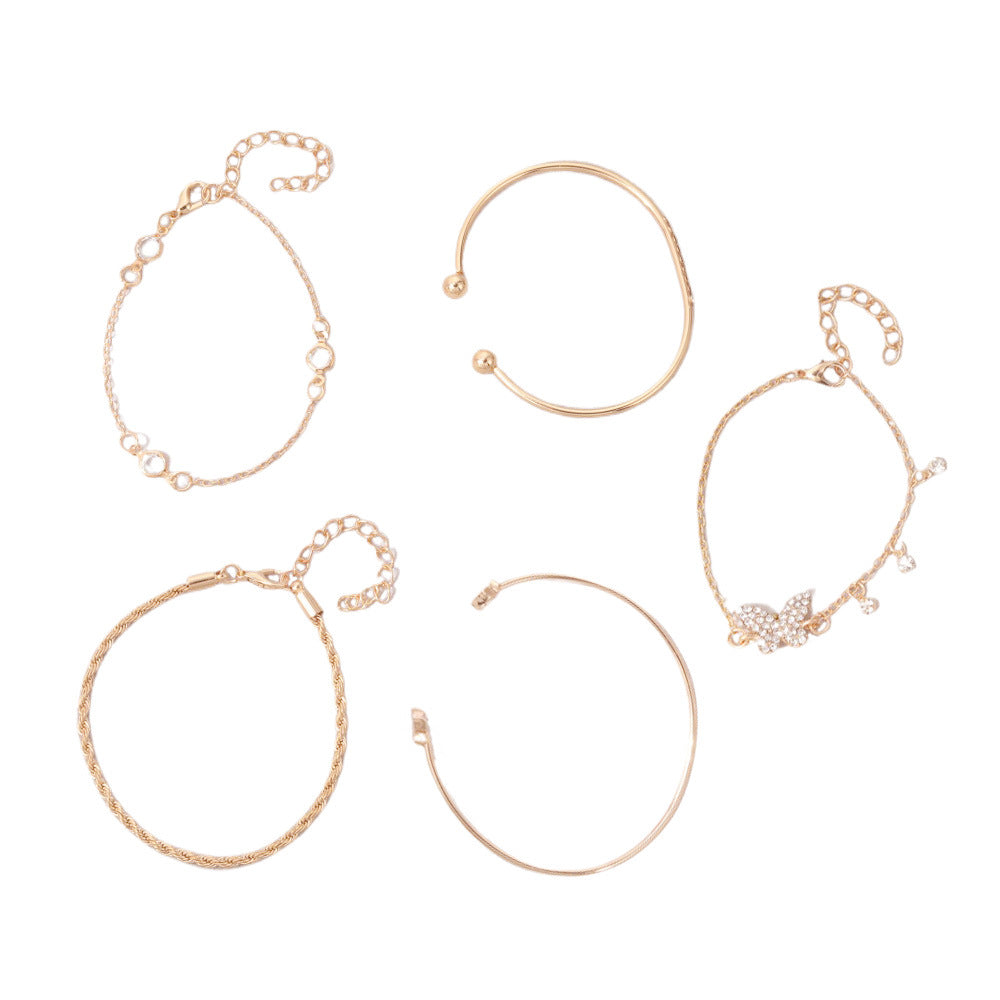 Simple Butterfly-Shape Open-End Rhinestone Bracelet For Women