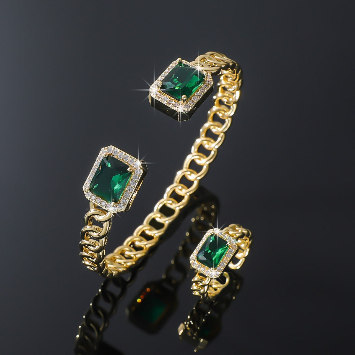 Square Gemstone HyunA-Style Retro High-End Texture Bracelet