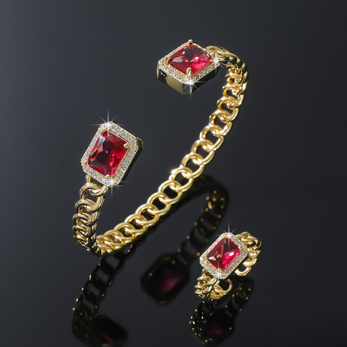 Square Gemstone HyunA-Style Retro High-End Texture Bracelet