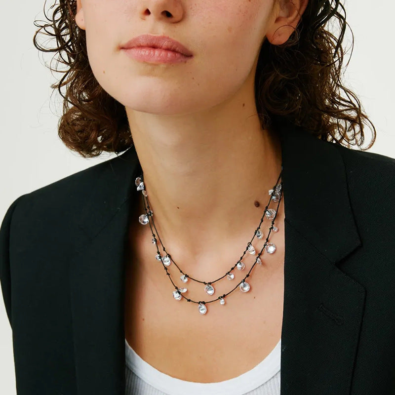 Crystal Flower Minimalist Statement Necklace