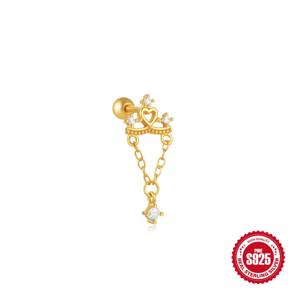 S925 Sterling Silver Star  Moon  And Flower Piercing Stud Earrings