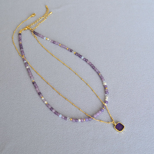 Stylish Detachable All-Match Purple Crystal Necklace For Women