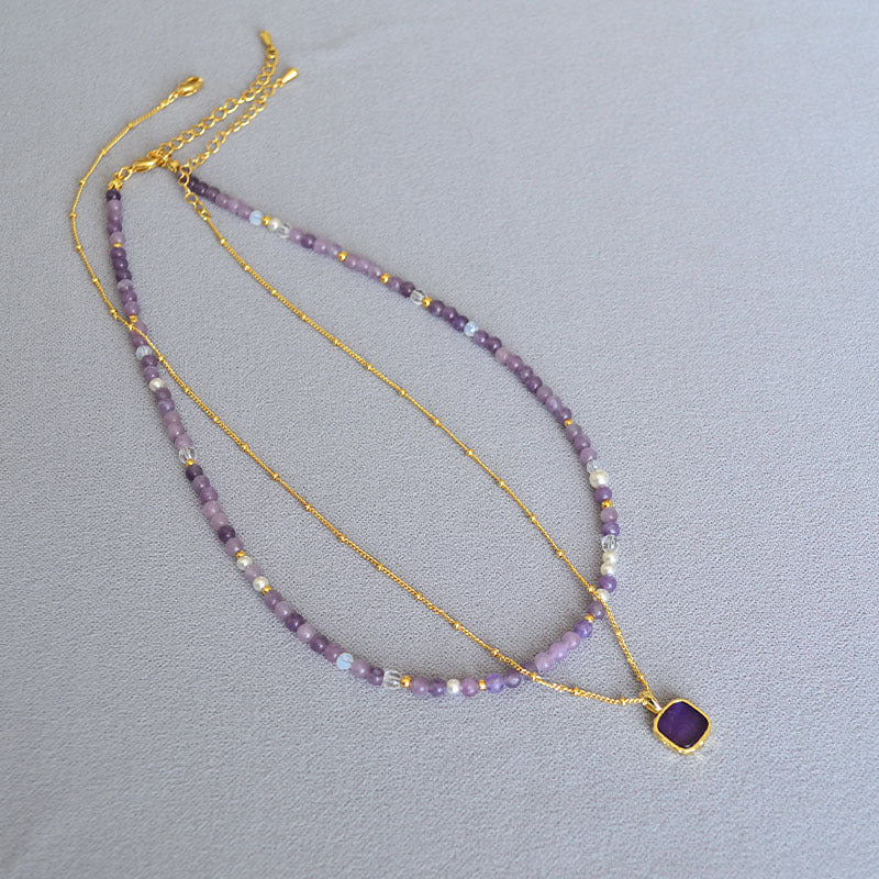Stylish Detachable All-Match Purple Crystal Necklace For Women