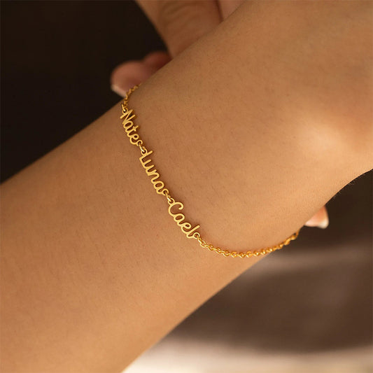 Fashionable Stainless Steel Cut Gold And Silver Pure Letter Bracelet