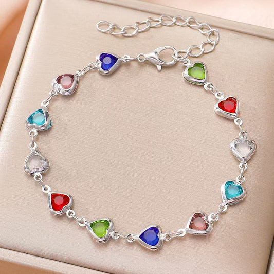 Dopamine Jewelry All-Match Colorful Heart-Shaped Bracelet For Women