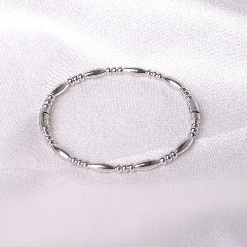 Titanium Steel Gold-plated Diamond-studded Silver Bracelet