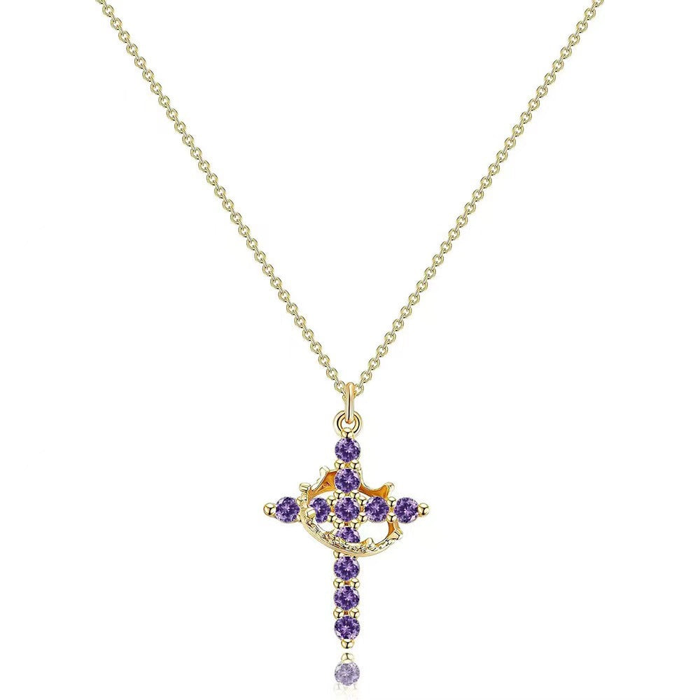 18K Real Gold Plated Copper Cross Necklace With Zircon  Stylish And Minimalist Design