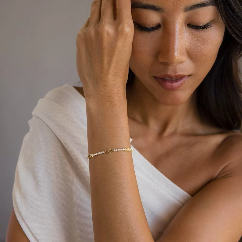 Multi-name Bracelet DIY Customized Diamond Chain With Personalized Names