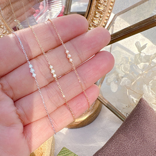 Three-diamond Mini Stud Water-drop Linked Bracelet