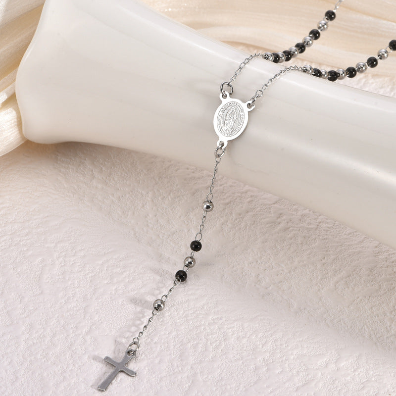 Retro Collarbone-length Necklace With A Stainless Steel Cross