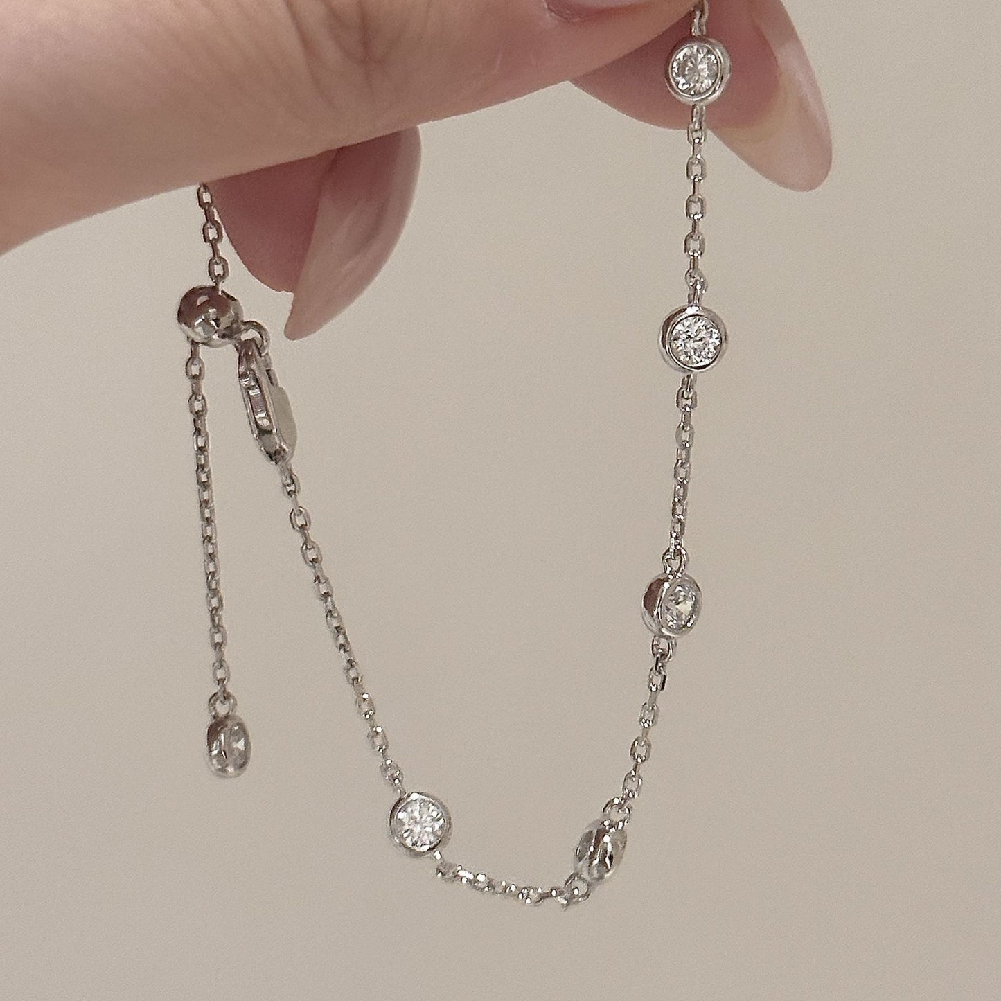 S925 Sterling Silver Small Bubble Diamond Bracelet For Women