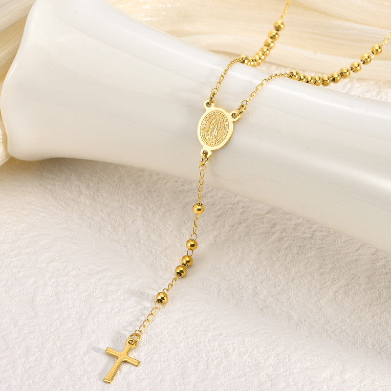 Retro Collarbone-length Necklace With A Stainless Steel Cross