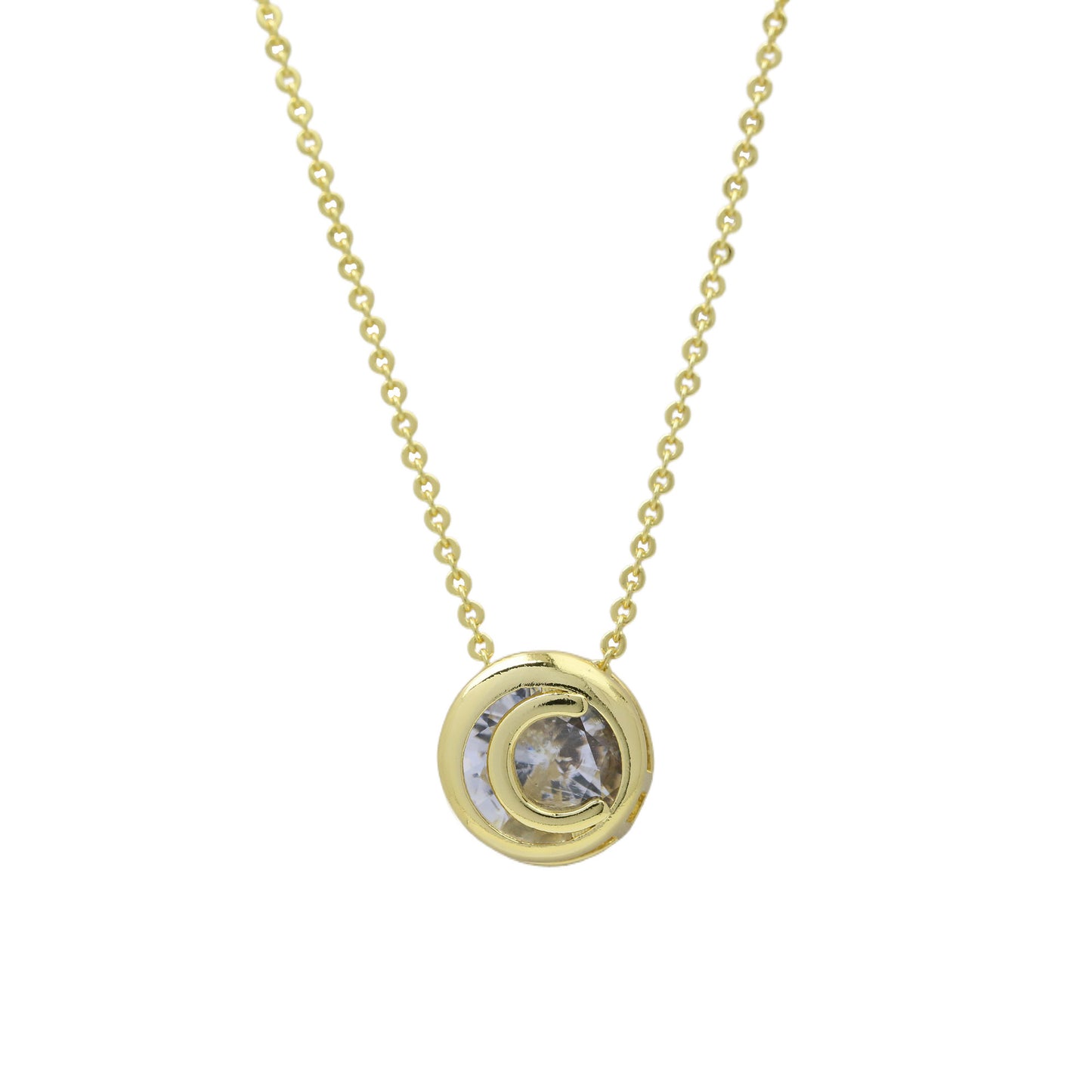 18k Gold-plated Geometric Hollow Circular Necklace In Brass