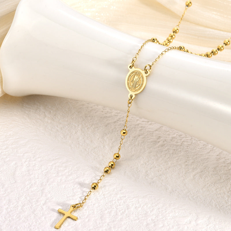 Retro Collarbone-length Necklace With A Stainless Steel Cross