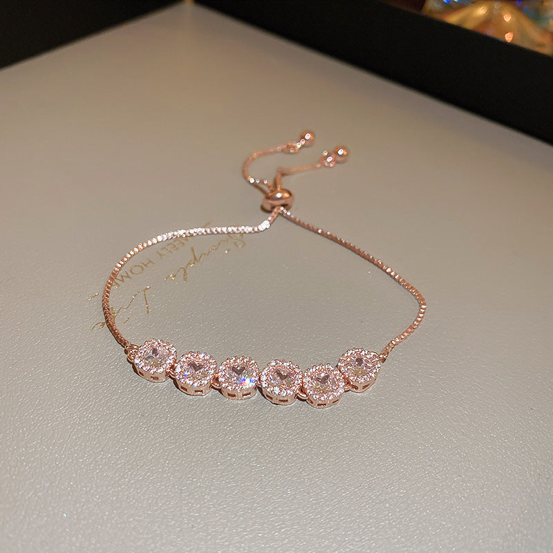 Luxury Yet Understated Flower-embellished Zircon Bracelet With A High-end Vibe