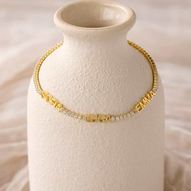 Multi-name Bracelet DIY Customized Diamond Chain With Personalized Names