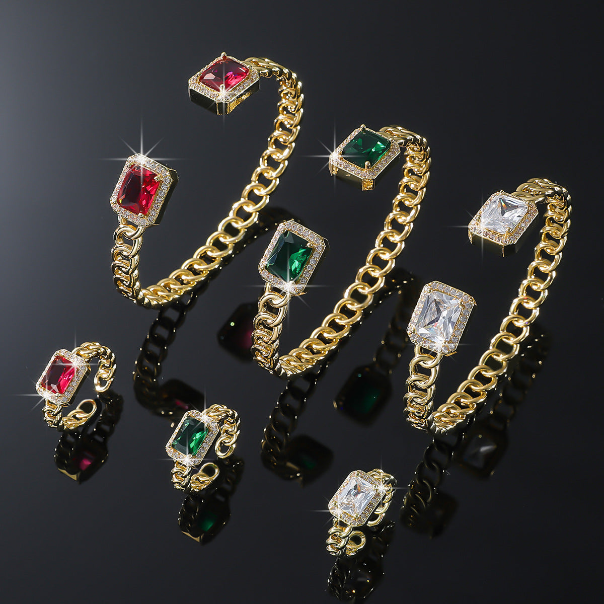 Square Gemstone HyunA-Style Retro High-End Texture Bracelet