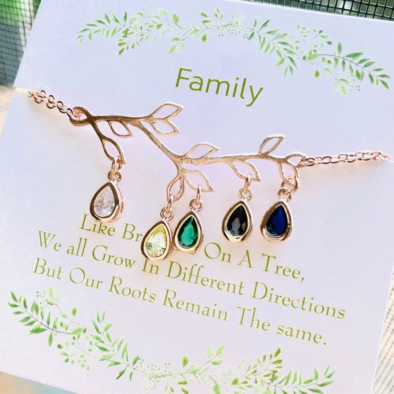 Tree Of Life Water Drop Birthstone Bracelet Minimalist Customizable And Personalized