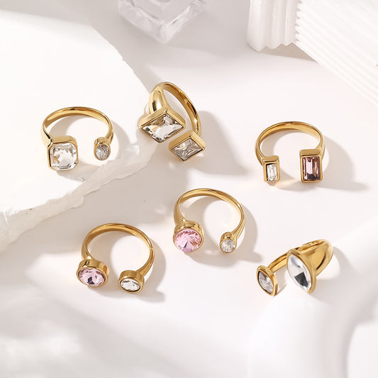 Womens Stylish Round Zircon Open Ring